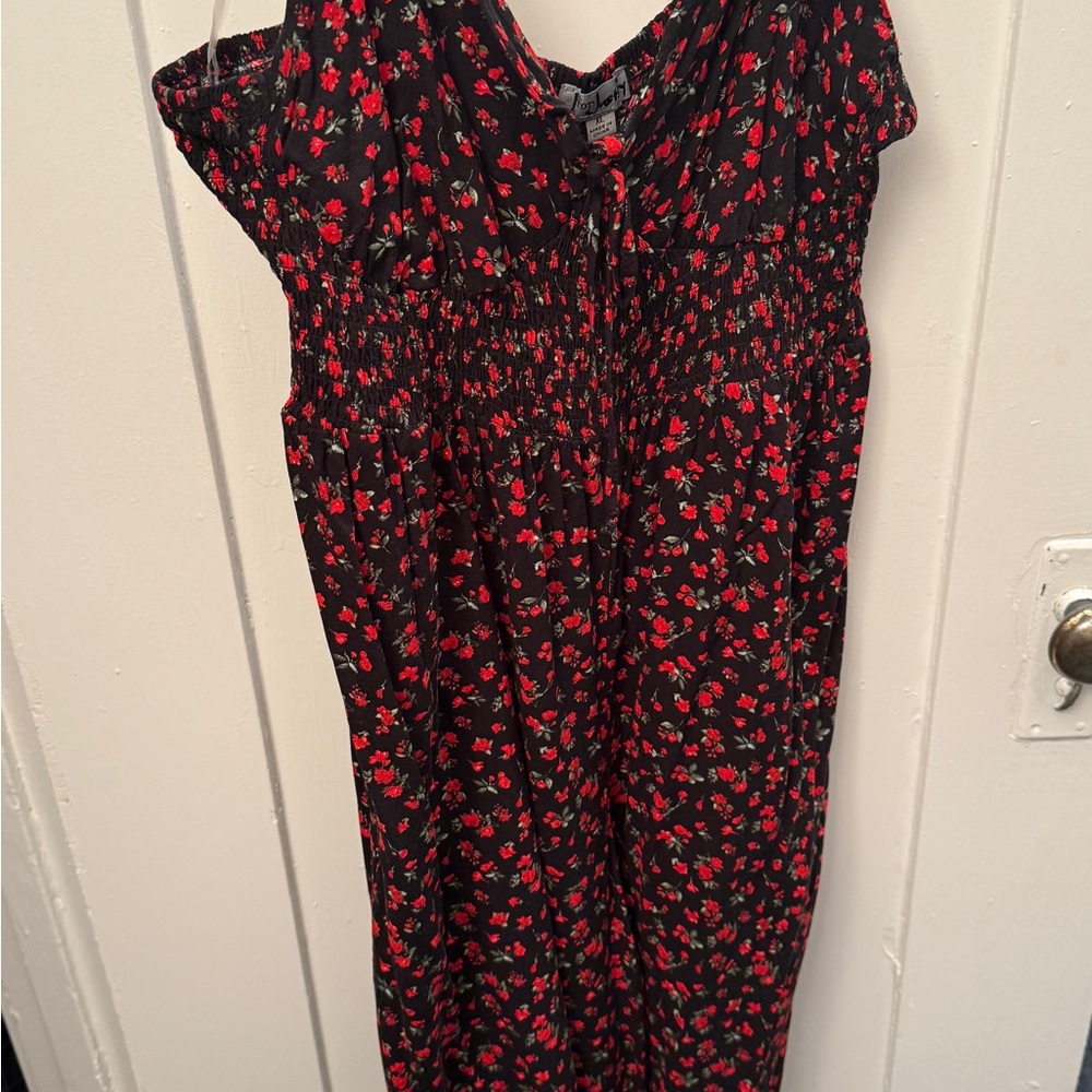 Floral Black and Red Dress